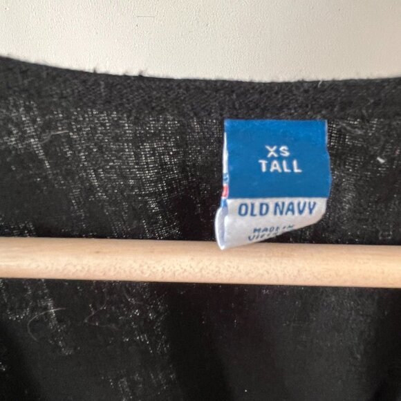 NWT Black Old Navy Linen Blend True Wrap Mini Dress with Puff Sleeves - Picture 5 of 7